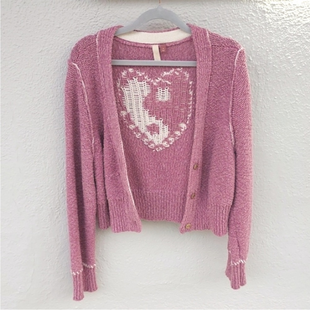 Pilcro Pink Heart Sweater XL - Picture 3 of 5